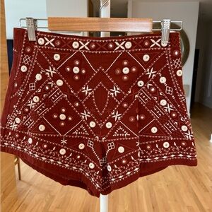 Zara High Waist Embroidered Shorts in Deep Sienna-NWT this season!! Small/26